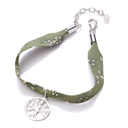 Sterling Silver and Ribbon Heart Tree of Life Bracelet 